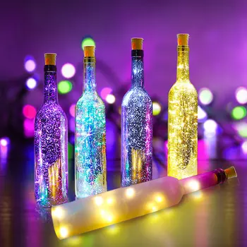 1 М 2 М Светлини за бутилки за вино с тапа, led венец, медна тел, Страхотна венец, Коледни празнични вечерни сватбени декорации
