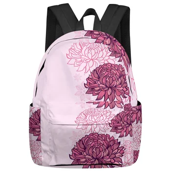 Розови Раници с шарка на Цвете-хризантема, юношески и студентски ученически чанти, раница за лаптоп, мъжки, Дамски, пътни, Mochila