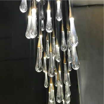 Полилеи Нови led декоративни лампи прости тела, луксозни кристални дълги хотелски големи