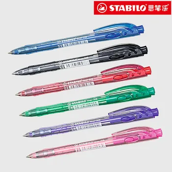1 бр. химикалка писалка Stabilo в дръжката 0,38 мм Офис химикалка писалка Студентска с кръгла дръжка гладка, Водниста 6 цвята по избор