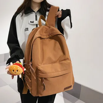 Училищен женски бял раница Kawaii, дамски памучен холщовая училищна чанта, раници за момичета, модерна дамска чанта