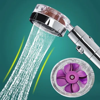 Нова дизайнерска накрайник за душ с перка, спестявайки вода под високо налягане, С регулируема бутон, Вграден филтър, ръчен накрайник за душ