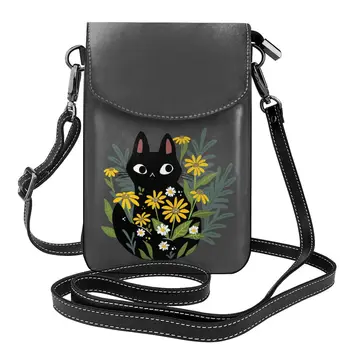 С котешки чанта през рамо С котешки кожена чанта Улични тенденция на дамски Чанти Благородна студентски тънка чанта