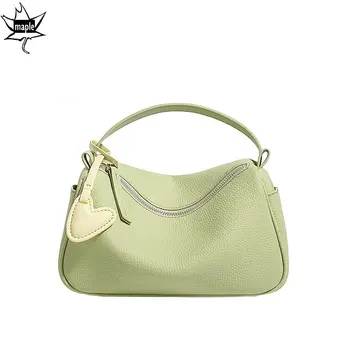 Дизайн на етикет във формата на сърце хитового цвят 2022, чанта за подмишниците, на първия слой, женствена чанта от телешка кожа, дамски чанта през рамо