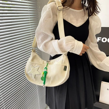 Нова мода вельветовая женствена чанта през рамо с едно рамо, просто ежедневни популярна класическа дамска чанта Star Hundred за междуградски пътувания
