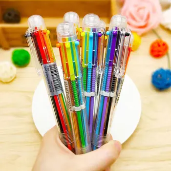 6 бр. химикалка химикалка, писалка, Корейската креативна канцелярская дръжка, 6 цвята В 1, Цветна химикалка химикалка, ученически пособия за деца