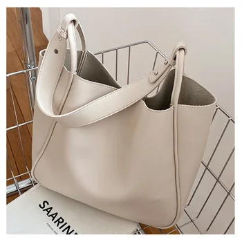 2023 Модерна чанта-тоут от изкуствена кожа с голям капацитет, реколта женствена чанта през рамо, чанти под мишниците, обикновен женски композитни чанти