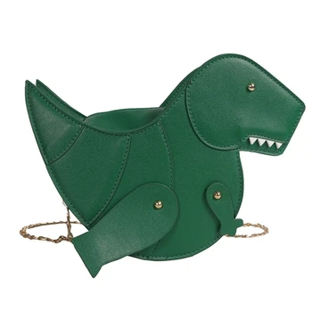 Забавно 3D чанта с анимационни любимци динозавром на веригата, ежедневни дамски чанти-портфейли през рамо