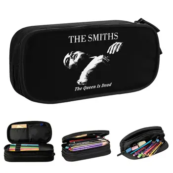 Молив случай The Smiths, The Queen Is Dead 1980-те в стил рок, молив случай, кутия за писалки за студенти, големи чанти за багаж, офис аксесоари с цип