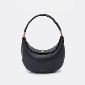 Дизайнерска кожена чанта през рамо за жени, чанта с полумесец, новост 2023, модни преносима однотонная дамска чанта