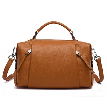 Корейската модна тенденция, луксозна дизайнерска чанта, дамски ежедневни реколта чанта-тоут от естествена кожа Boston, корсетные чанта през рамо за една дама