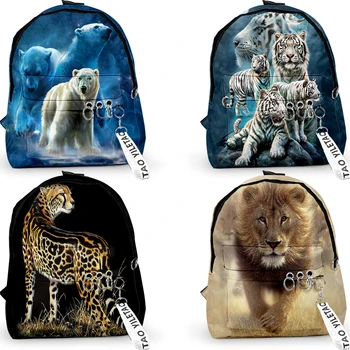 3D раница с вълк, женски училищни чанти с участието на животните, Лъв, Тигър, момичета, хубава чанта за книги с принтом кучета, дамски преносим чанта за пътуване