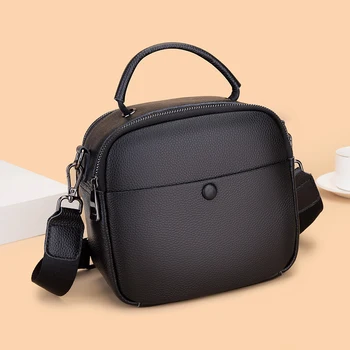 Дамска чанта, висококачествени чанти през рамо от естествена кожа, тъкани широка презрамка, дамски чанти-месинджър, луксозна марка дамски чанта