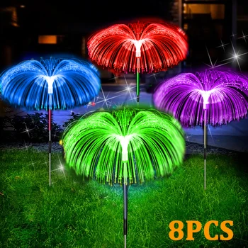 Слънчеви градински фенери, улични водоустойчива лампа за тревата под формата на медузи, RGB, което променя цвета си, озеленяване, лампа за двора/пътеки/празничен декор