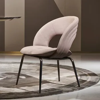 Трапезария стол с възглавница от неръждаема стомана, съвременна кухня, хол, трапезария стол с опора за гърба, модерен дизайнерски декора Sillas Nordica