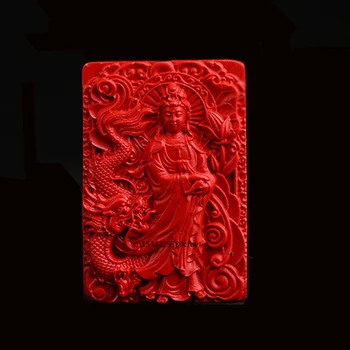 Китайската натурална червена органични цинобър с отложено във формата на дракон Гуаньинь, модерно очарователно бижу, щастлив амулет, подаръци за жени