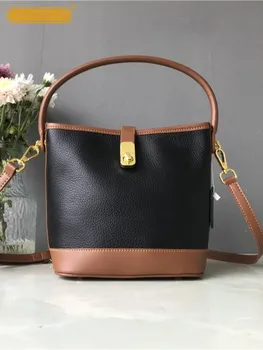 Дизайнерска чанта от естествена кожа с цветни панели, дамски ежедневни чанта-торба, чанта през рамо дамски чанти-месинджър с едно рамо