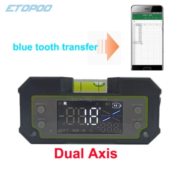 Bluetooth Цифров ниво, инклинометр, LCD дисплей, двухосевой електронен транспортир, ъглова триъгълна линия, измервателен уред