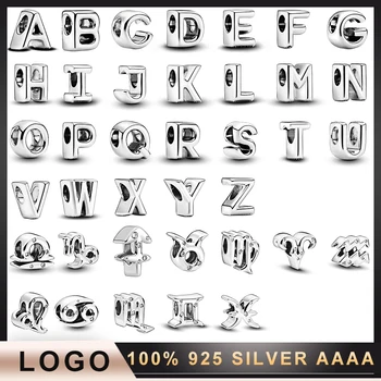 charm4 S925 мъниста от сребро с логото на класически творчески 24 букви само за празнични подаръци за момичета