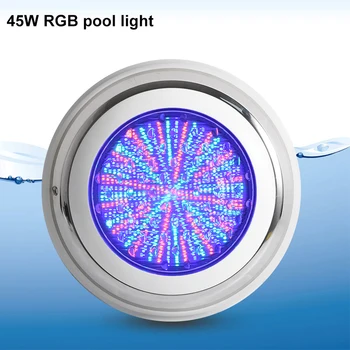 12 W 24 54 W W Лампа за Басейн RGB Повърхностен Монтаж Led Подводни осветителни Тела IP68 AC12V От Неръждаема Стомана Фонтан Лампа Спа Езерото Лампа
