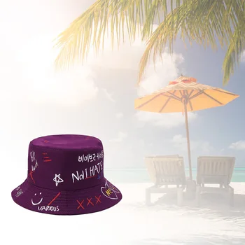 Раскрашенная ръчно шапка-кофа с графити, сгъва шапка-шапка със защита от ултравиолетови лъчи за риболов, разходки, летни пътувания d88