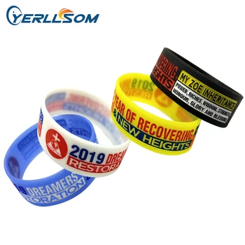 YERLLSOM 100 бр./лот, висококачествени силиконови гривни Custom1inches с надпис и логото, попълнен с мастило, за дейности YS19071701