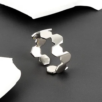 KOFSAC Шик модни Бижута пръстени от сребро 925 проба за жени с размер на отворите шевове, геометрично пръстен на открито размер, аксесоари за лейди партита