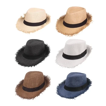 Дамски шапка унисекс, маритим слама плетени шапка, Дишаща шапка с голяма периферия