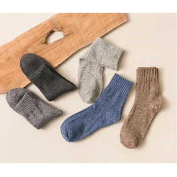5 Чифта топли зимни мъжки вълнени кашмир Чорапи по пода, дебели обикновена Мека ежедневни спортни бизнес мъжки чорапи Harajuku Simple Fashion Hot
