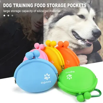 Мини Силиконова Чанта за Дресура на домашни кучета, Преносими Чанти за Закуски, Чанта за Дресура на кучета, за Съхранение на продукти, за кръста, за Пътуване за домашни любимци, Доставка на продукти на открито