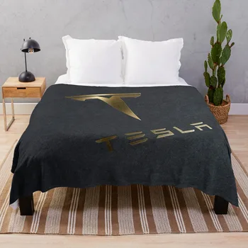Луксозно покривало за легло с логото на Tesla, декоративни покривки за легла, луксозно одеяло брендовое