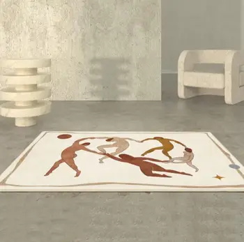 Скандинавски геометричен килим с абстрактно изкуство, килими за хола Голям площад, нескользящий входната подложка за пода, модерен начало декор, килими за спални