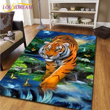 Килим с животни тигър, декораторский килимче за хола, етаж мат и одеяла, кухненски килим в хола, килими за спални