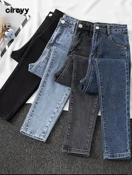 Circyy/ дамски дънки, панталон с висока талия, дънкови панталони-молив, офис дамски модни новост 2023 г., пролетни стегнати панталони с дължина до щиколоток
