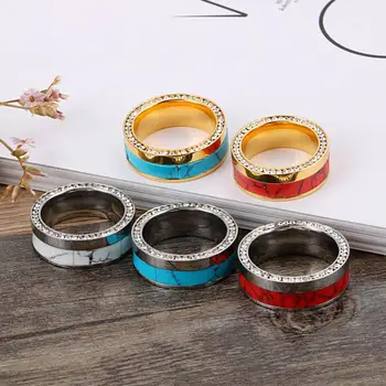 Многоцветни тюркоазени пръстени за жени, кубичен циркон от неръждаема стомана, Anillos Mujer, модни годежни пръстени, дамски бижута