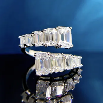 Ново отворен пръстен от сребро 925 проба 1 карата, европейското и американското модно луксозно пръстен от сребро проба 925 с диамантен пръстен