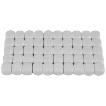 50 X 16 мм Празни Бели Кубчета Набор от Акрилна Закръглени Кубчета D6 За Игри, партита, Забавления, стикери на 