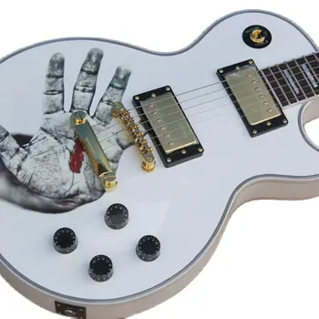 Електрическа китара LP с бял модел по индивидуална поръчка, хастар от палисандрово дърво, качество, безплатна доставка