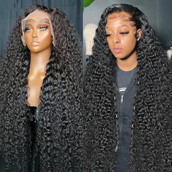 перуки от човешка коса на дантели с прозрачна водна вълна 13x4 HD за черни жени, колоритен малайзия перуки, изработени от човешка Коса с дълбока вълнообразни завързана закопчалка