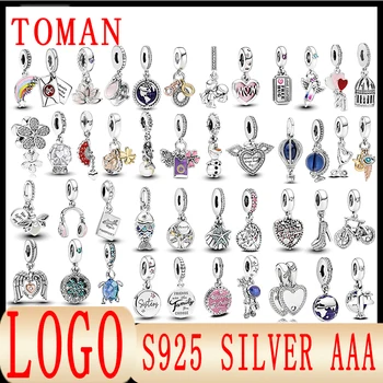 Окачване 2 от 100% сребро, висококачествено бижу, сребърен S925 проби, окачване с логото, подаръци за момичета, изискани оригинални бижута 1:1