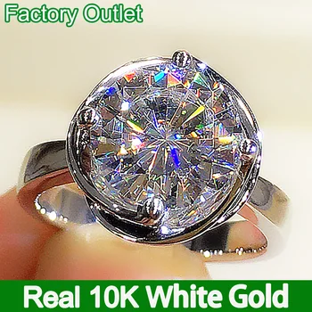 Пръстен от този бяло злато 10, женски венчален пръстен на годишнина от годеж, годежен пръстен с кръгла муассанитом, въртящ се диамант, моден 1 2 3 4 5 карата