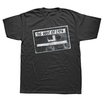 Забавна реколта касета Best of 1976 Born, подарък за рожден ден, тениска, памучен градинска дрехи с графичен дизайн, лятна тениска с къс ръкав за мъже
