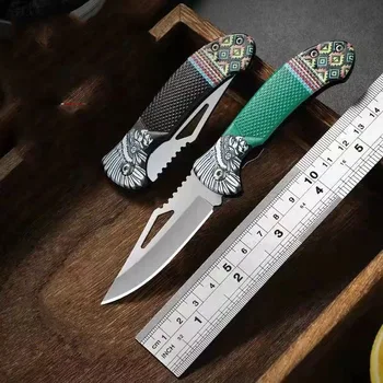 Мини сгъваем Нож за къмпинг от неръждаема Стомана, улични преносими риболовни фини Инструменти