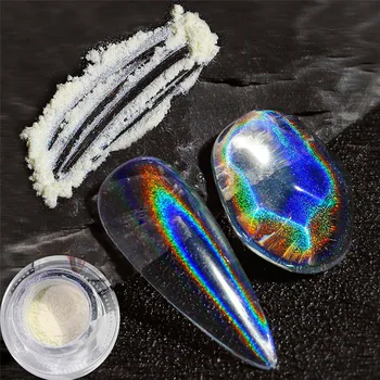 1 Буркан универсален лазерен блясък за нокти, Холограма Захар, прозрачно Лазерно Магическо Сияние, огледален гланц, UV-Гел, Пигментная прах