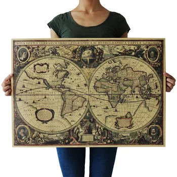 Реколта карта за навигация по света, стенни Старите карти, ретро Модел от крафт-хартия, плакати, карта, Декорация на дом, Гараж, артистични щампи