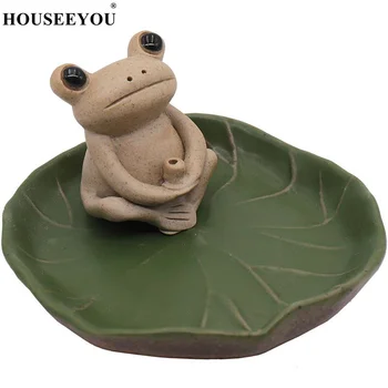 Мини-скъпа керамична скулптура жаби Дзен ръчно изработени, Кадилница с поставена ароматна пръчица, Горелка за чай, Ръчни фигурки на домашни животни, занаяти, Домашен Декор