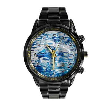 2023 Нови цветни мастилото часовници с текстура, мъжки календар, часовник с метална каишка, кварцов спортни ръчни часовници