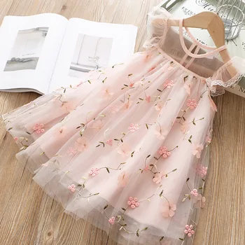 Лятото сетчатое принцеса рокля Sodawn, детски дрехи, детска рокля, ежедневна рокля с бродерия за 2-6 години