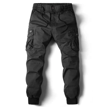 Панталони-карго, мъжки ежедневни панталони за джогинг, памучни, пълна дължина, военна мъжки градинска дрехи, мъжки работни тактически спортни панталони, големи Размери