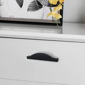 Черни Прости мебелни дръжки, симетрична дръжка за шкафове и чекмеджета, врата копчето за шкафове от с алуминиеви, Профили за шкафове